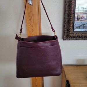 Portland Leather Goods.  Triangle Shoulder Bag.  Plum. Nearly new!